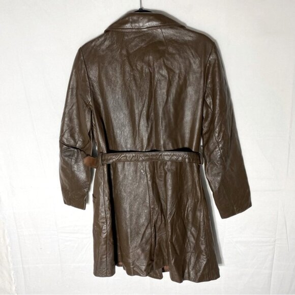 Vintage Brown Leather Belted Jacket XS - Picture 2 of 14